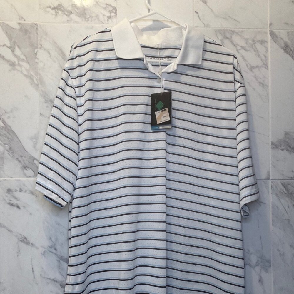 XL Nike Golf Polo White w/ Horizontal Lines
